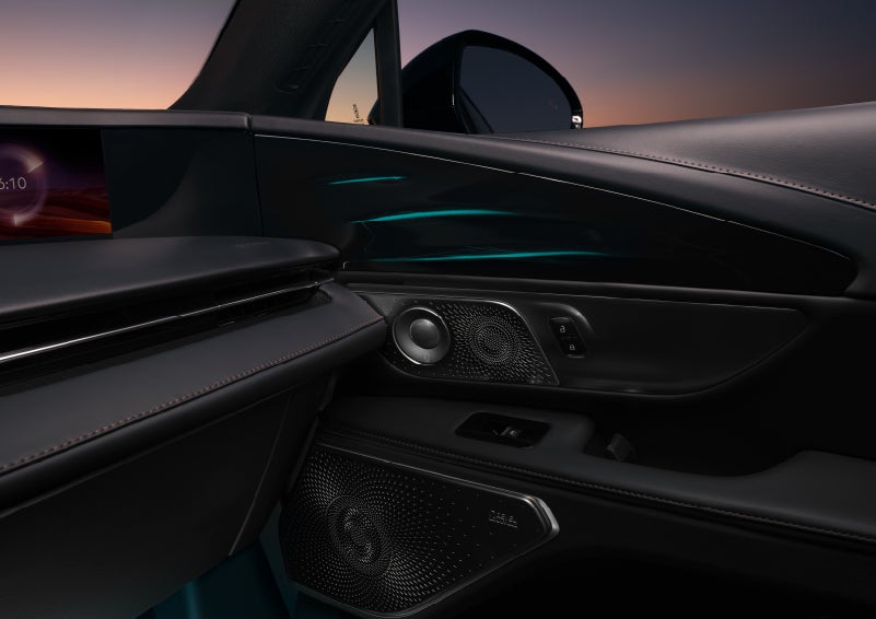 Selectable ambient lighting glows in the passenger door panel. | Joe Rizza Lincoln of Orland Park in Orland Park IL