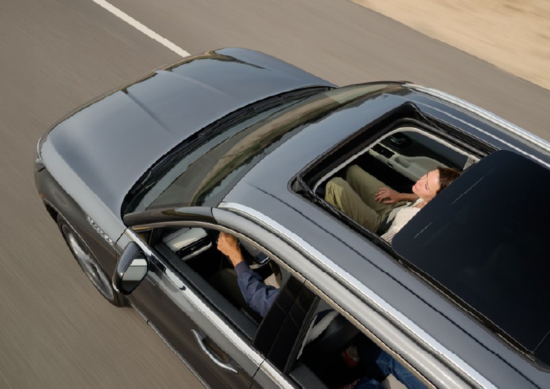 The available panoramic Vista Roof® of a 2027 Lincoln Aviator® SUV is open. | Joe Rizza Lincoln of Orland Park in Orland Park IL